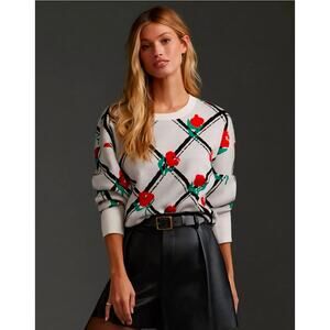 Maeve by Anthropologie Trellis Rose Floral Crewneck Sweater